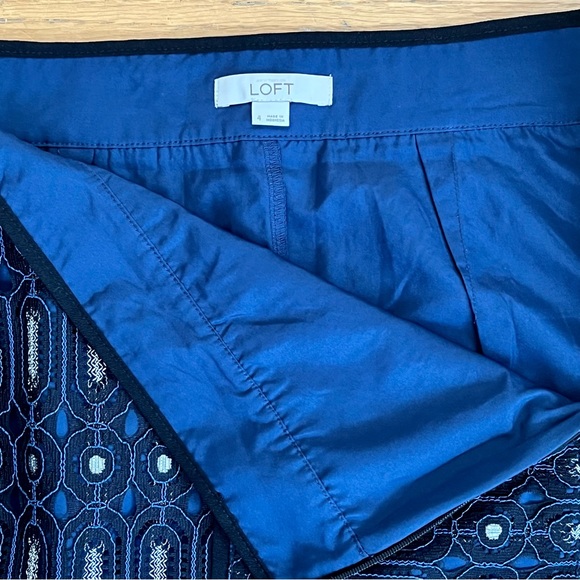 LOFT Navy, Black and Metallic Silver Skirt - Picture 2 of 4